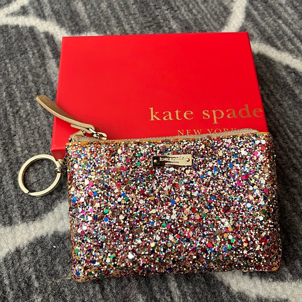 Kate spade glittery coin card wallet EUC